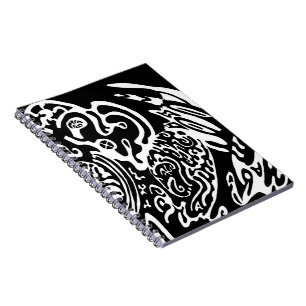 Caderno Espiral "Wave Creature" B&W abstrato Art