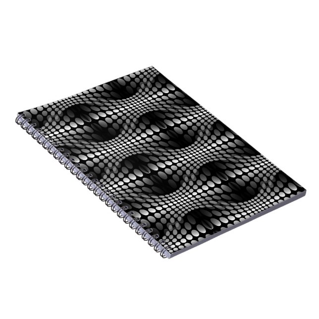 Caderno Espiral Waves Pontas Papel de parede preto e branco (Lado Direito)
