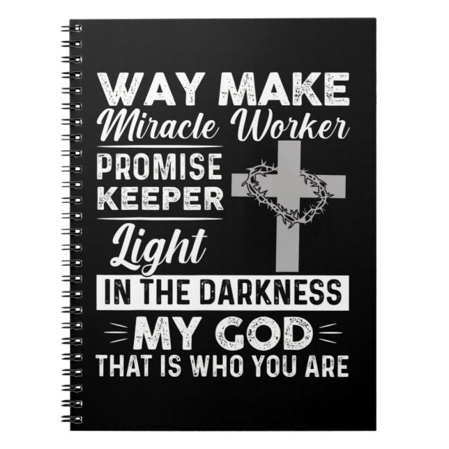 Caderno Espiral Waymaker Miracle Worker Promise Keeper Jesus (Frente)