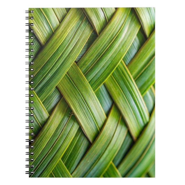Caderno Espiral Weave verde fresca de bambu (Frente)