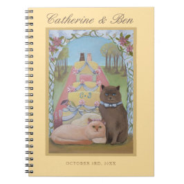 Caderno Espiral Wedding Cats Personalized Yellow  Notebook