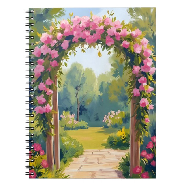 Caderno Espiral Wedding Flower Arch | Watercolor Marriage Painting (Frente)