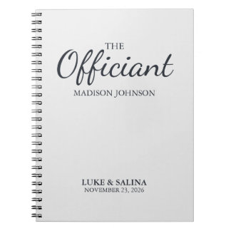 Caderno Espiral Wedding Officiant Ceremony Personalized Elegant