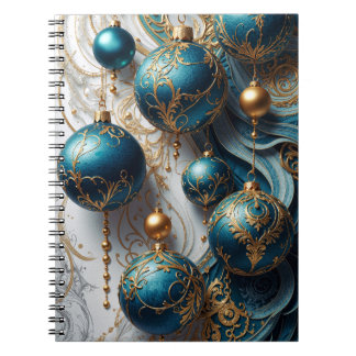 Caderno Espiral Weihnachtskugeln Blau Gold Festzauber