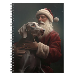 Caderno Espiral Weimaraner com Papai Noel Natal Festivo