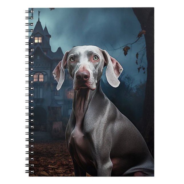 Caderno Espiral Weimaraner Halloween Assustador (Frente)