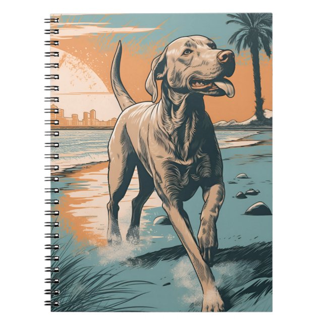 Caderno Espiral Weimaraner na praia (Frente)