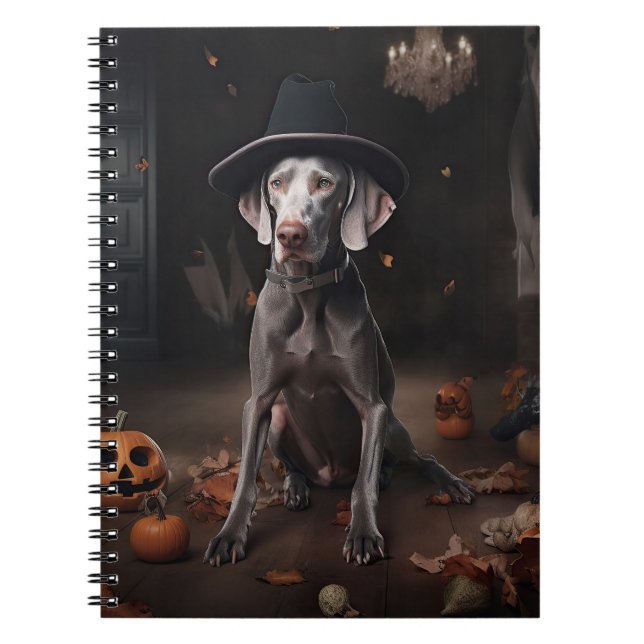 Caderno Espiral Weimaraner Pumpkins Halloween Scary (Frente)