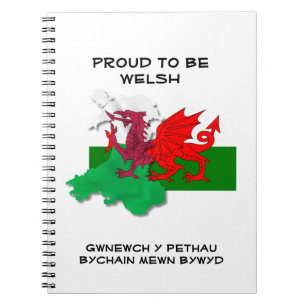 Caderno Espiral Welsh Flag of Wales PROUD TO BE WELSH