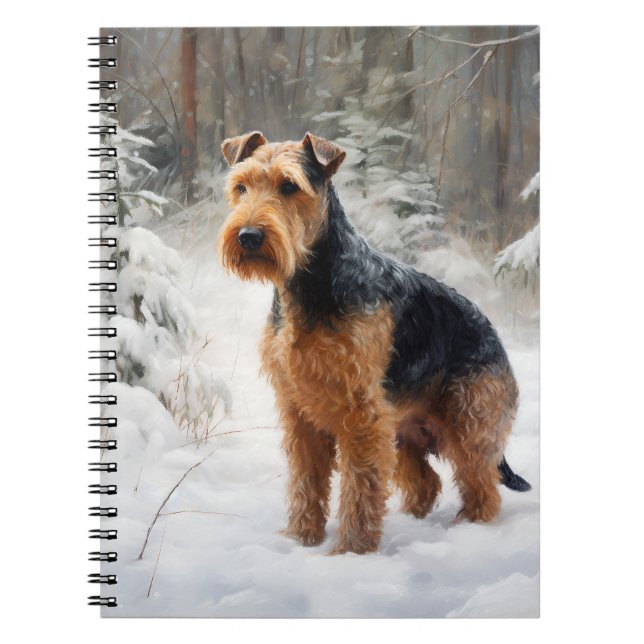 Caderno Espiral Welsh Terrier Deixe-o nevar no Natal (Frente)