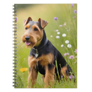 Caderno Espiral Welsh Terrier No Prado De Flores Selvagens