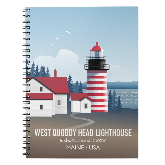 Caderno Espiral West Quoddy Head Lighthouse (Frente)