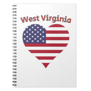 Caderno Espiral West Virginia American Flag Heart