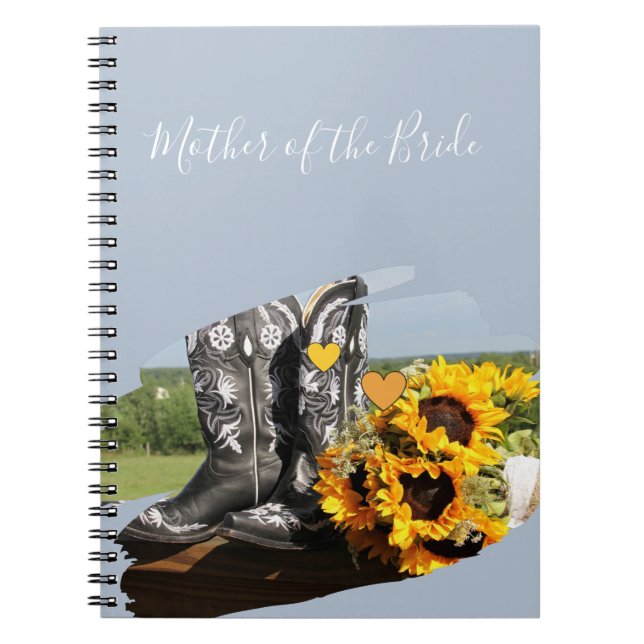 Caderno Espiral Western Boots Sunflower Casamento Russo (Frente)