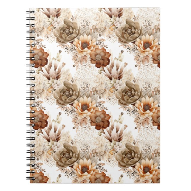 Caderno Espiral Western Brown Cream Southwest Floral (Frente)