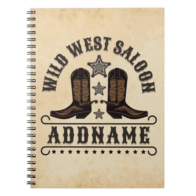 Caderno Espiral Western Cowboy Boots ADD NAME Xerife Spurs Saloon (Frente)