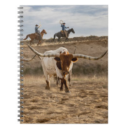 Caderno Espiral Western Cowboys with Longhorn Cattle