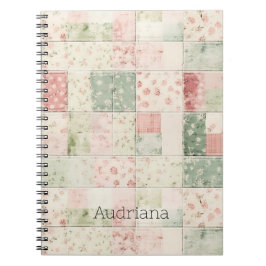 Caderno Espiral Western Mint Pink Floral Quilt Patterns