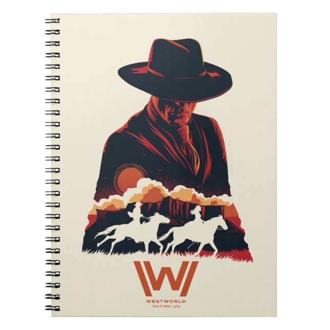 Caderno Espiral Westworld | Homem na Silhueta do Deserto Negro (Frente)