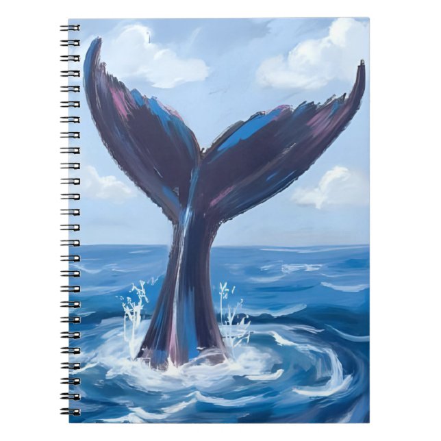 Caderno Espiral Whale Watching | Blue Ocean Watercolor (Frente)