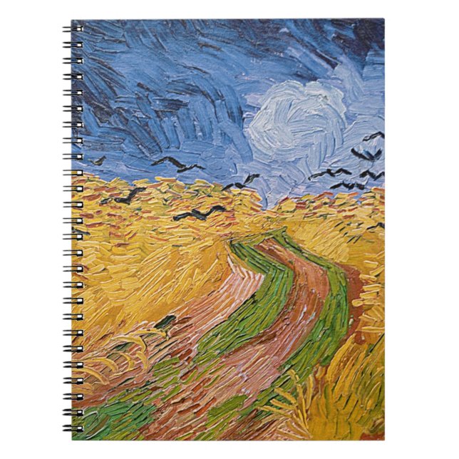 Caderno Espiral Wheatfield com corvos, 1890 de Vincent van Gogh | (Frente)
