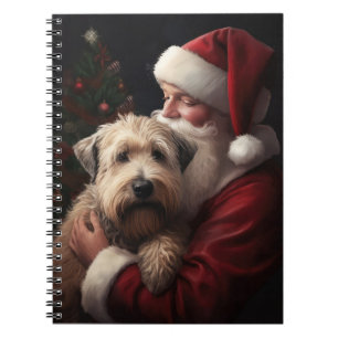 Caderno Espiral Wheaton Terrier com Papai Noel Natal Festivo