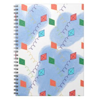 Caderno Espiral Whimiscal Kites Multicolored Sky Pattern