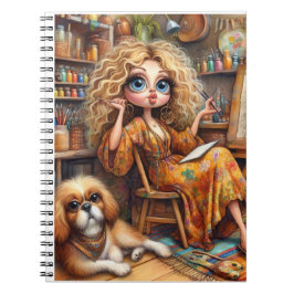 Caderno Espiral Whimsical Artist Girl Spiral Notebook 