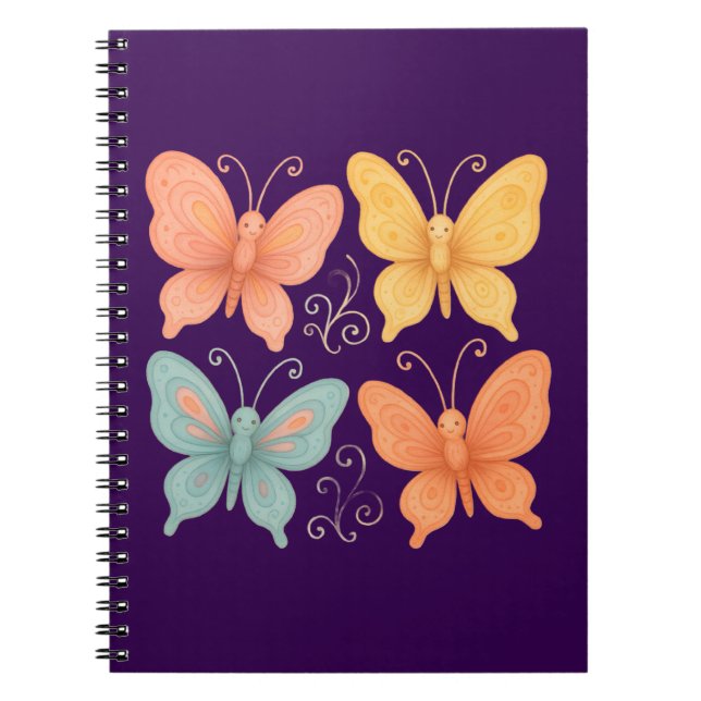 Caderno Espiral Whimsical Butterflies  (Frente)