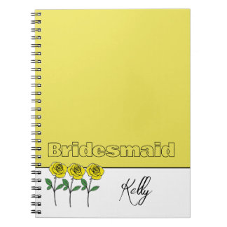Caderno Espiral Whimsical Hand Drawn Yellow Roses