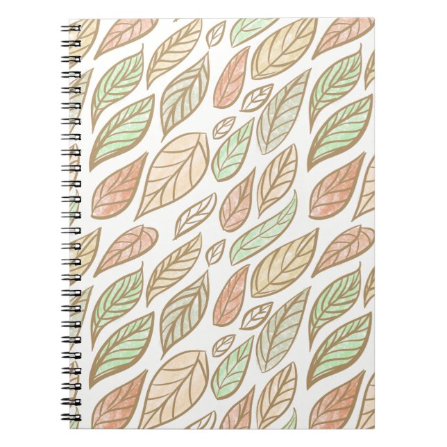 Caderno Espiral Whimsical Pastel Leaf Drift (Frente)