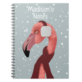 Caderno Espiral Whimsso Cozy Winter Flamingo Com Scarf