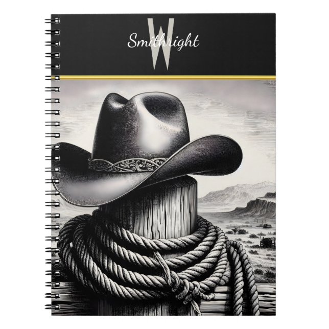 Caderno Espiral Whimsy Ocidental: Chapéu e Laço Cowboy (Frente)