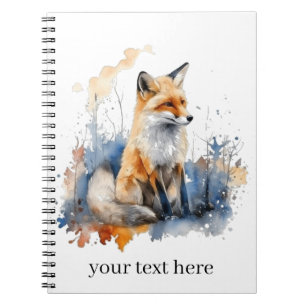 Caderno Espiral Whispers da Raposa Selvagem em Aquarela, personali
