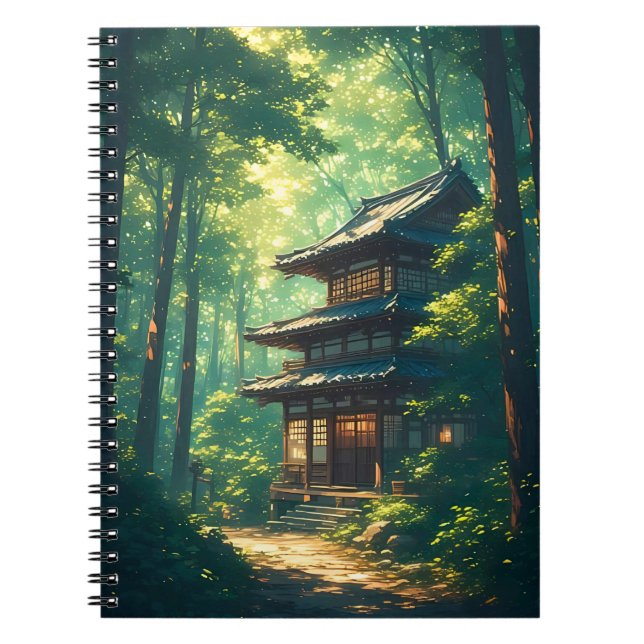 Caderno Espiral Whispers of the Forest: A Hidden Japanese Retreat (Frente)