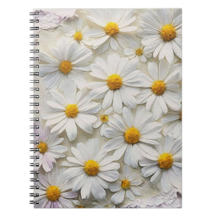 Caderno Espiral White Daisies Sobre Papel Em Dificuldade