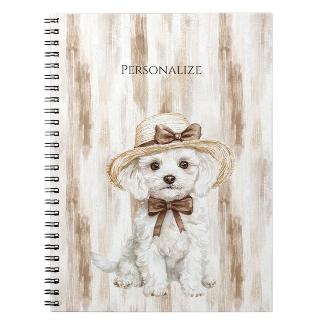 Caderno Espiral White Dog Hat with Bow (Frente)
