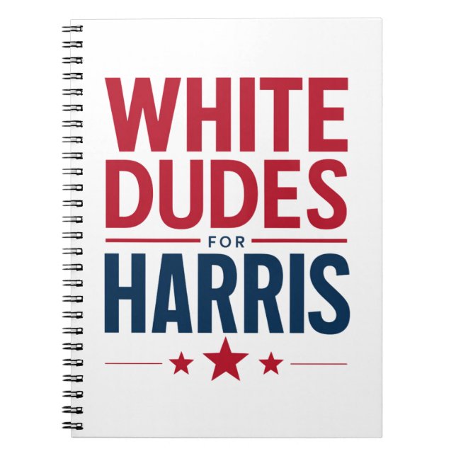 Caderno Espiral White Dudes For Harris Election Kamala Harris 2024 (Frente)