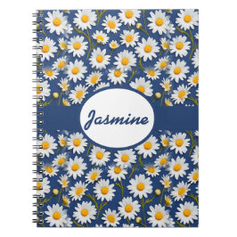 Caderno Espiral White English Daisies on Blue