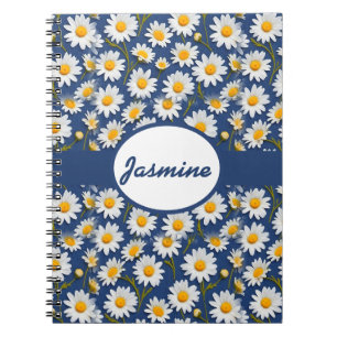 Caderno Espiral White English Daisies on Blue
