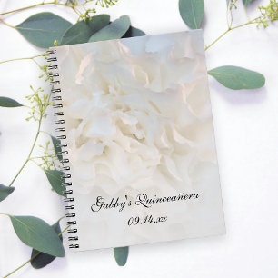 Caderno Espiral White Floral Quinceañera Guest Book