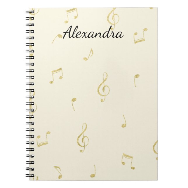 Caderno Espiral White Gold Music Notes   (Frente)