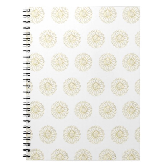 Caderno Espiral White | Golden Zinnia Flower Medallions (Frente)