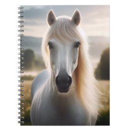 Caderno Espiral White Horse Portrait – Serene Equine Beauty