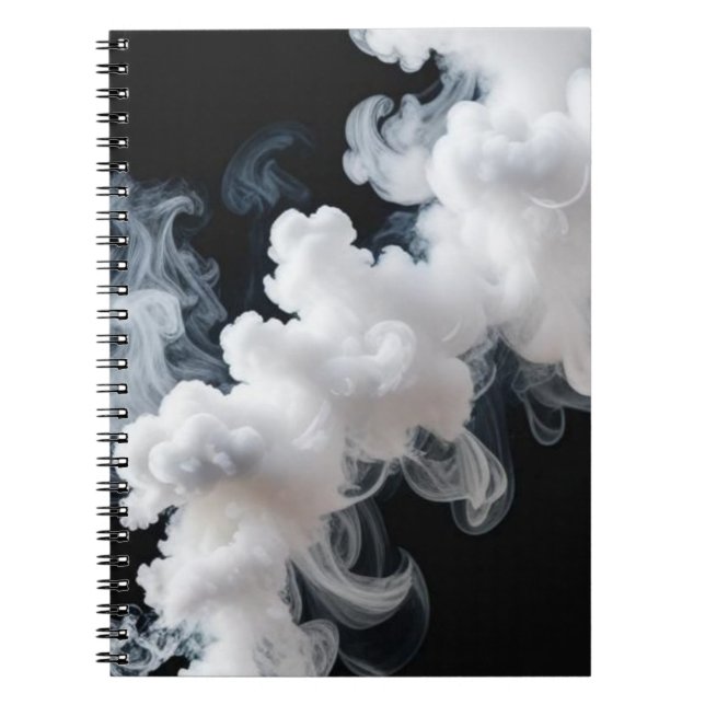 Caderno Espiral White Ink Swirl on Black Abstract Notebook (Frente)