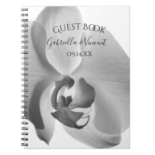 Caderno Espiral White Orchid Flower Weding Guest Book