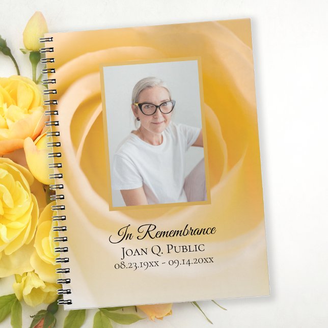 Caderno Espiral White Rose Flower Funeral Memorial Guest Book (Criador carregado)