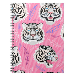 Caderno Espiral White Tiger Roar: Padrão da Floresta Tropical Selv