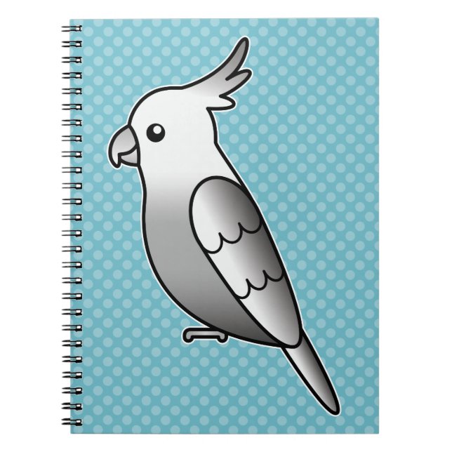 Caderno Espiral Whiteface Cartoon Cockatiel Parrot Bird (Frente)