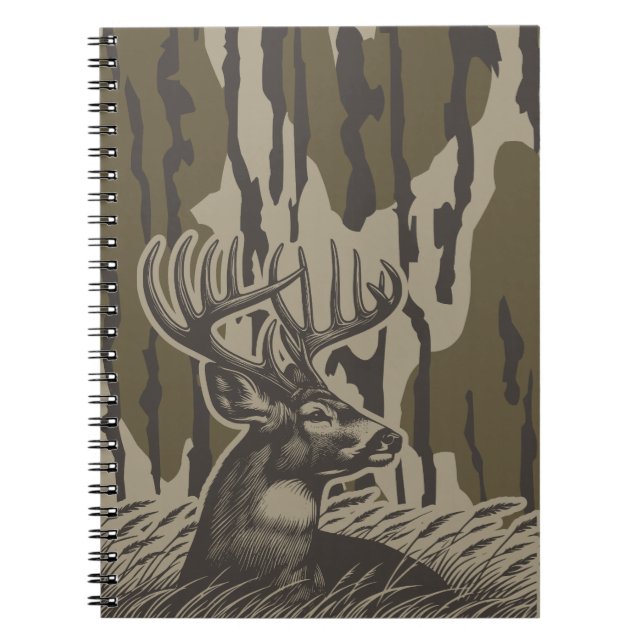 Caderno Espiral Whitetail Deer Bottomland Camo Deer Hunting Camo (Frente)